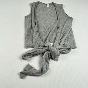 Autumn Cashmere Sweater Gray Cashmere Blend Tie Front Sleeveless Vest Top Small
